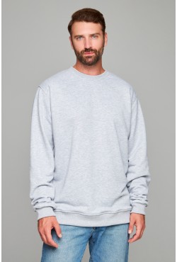 Мужской свитшот серый меланж классический без начеса петельный 320гр/м2