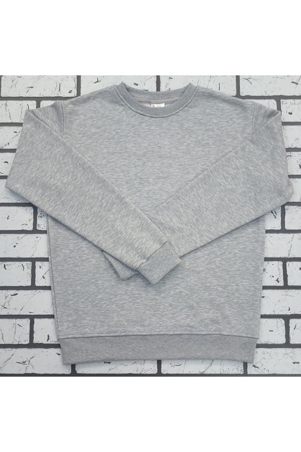 Мужской свитшот серый меланж классический без начеса петельный 320гр/м2   Магазин Толстовок Свитшоты классические петельные мужские 320 гр/м 