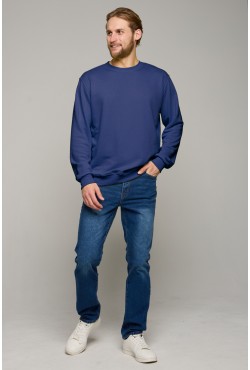 Мужской свитшот цвет индиго классический без начеса петельный 320гр/м2
