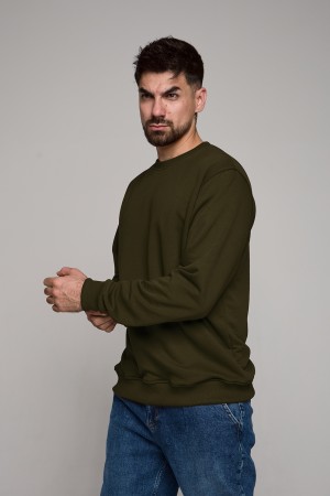 Мужской хаки свитшот классический без начеса петельный 320гр/м2	