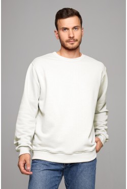 Мужской молочный свитшот классический без начеса петельный 320гр/м2	