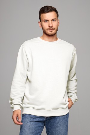 Мужской молочный свитшот классический без начеса петельный 320гр/м2	