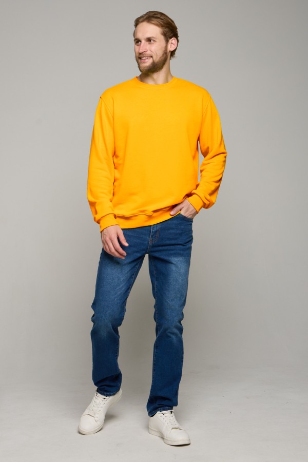 мужской горчичный свитшот без начеса футер 3-нитка 320 гр, мерч, брендирование, печать