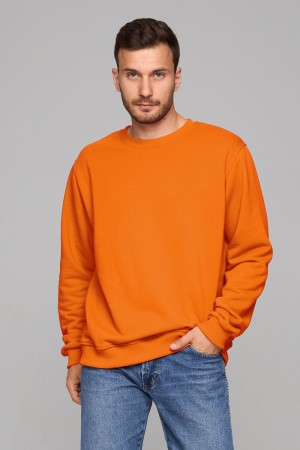 Мужской оранжевый свитшот классический без начеса петельный 320гр/м2