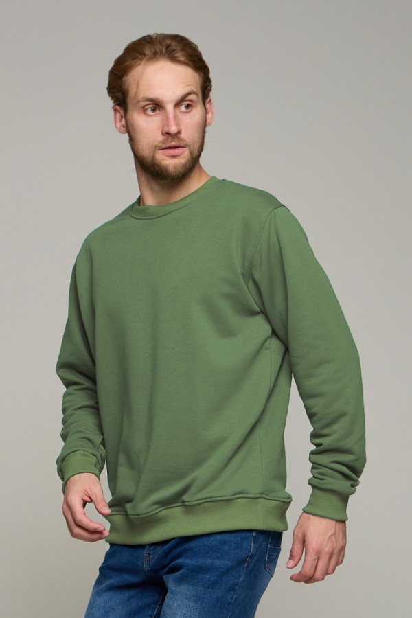  Pistachio classic sweatshirt man dg XS-44-Unisex-(Мужской)    Мужской свитшот фисташковый классический без начеса петельный 320гр/м2 