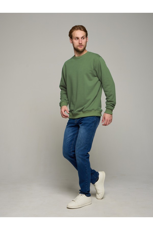 мужской фисташковый свитшот без начеса футер 3-нитка 320 гр, мерч, брендирование, печать
