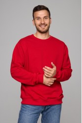 Мужской красный свитшот классический без начеса петельный 320гр/м2