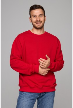 Мужской красный свитшот классический без начеса петельный 320гр/м2