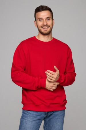 Мужской красный свитшот классический без начеса петельный 320гр/м2