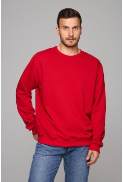 Мужской красный свитшот классический без начеса петельный 320гр/м2