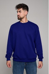 Мужской васильковый свитшот классический без начеса петельный 320гр/м2