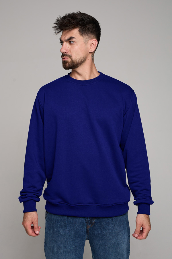  Royal blue classic sweatshirt man dg XS-44-Unisex-(Мужской)    Мужской васильковый свитшот классический без начеса петельный 320гр/м2 