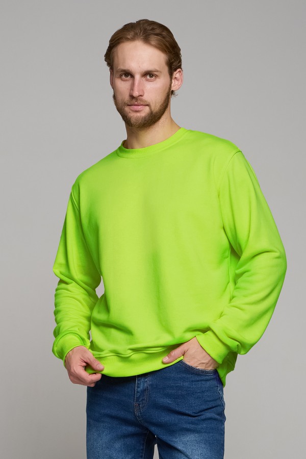  Salad classic sweatshirt man dg    Мужской салатовый свитшот классический без начеса петельный 320гр/м2	 