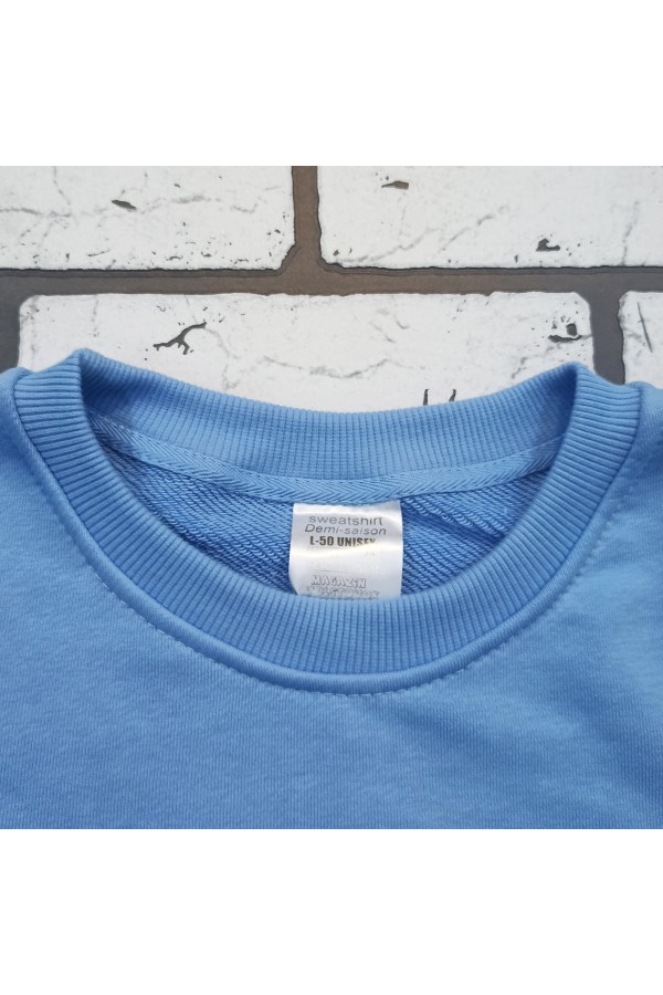 Мужской голубой свитшот классический без начеса петельный 320гр/м2   Магазин Толстовок Свитшоты мужские