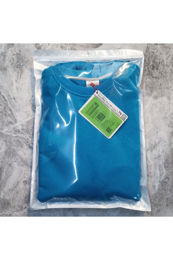 Мужской бирюзовый свитшот классический без начеса петельный 320гр/м2   Магазин Толстовок Свитшоты классические петельные мужские 320 гр/м 