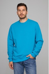Мужской бирюзовый свитшот классический без начеса петельный 320гр/м2