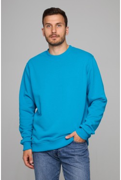 Мужской бирюзовый свитшот классический без начеса петельный 320гр/м2