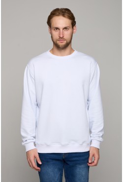 Мужской белый свитшот классический без начеса петельный 320гр/м2
