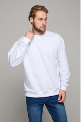 Мужской белый свитшот классический без начеса петельный 320гр/м2