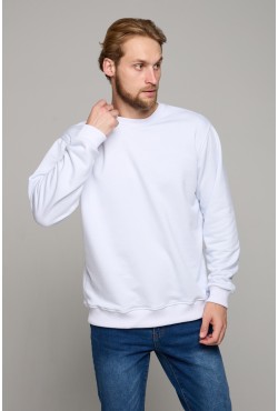 Мужской белый свитшот классический без начеса петельный 320гр/м2