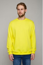 Мужской желтый свитшот классический без начеса петельный 320гр/м2