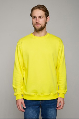 Мужской желтый свитшот классический без начеса петельный 320гр/м2