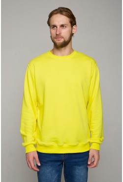 Мужской желтый свитшот классический без начеса петельный 320гр/м2