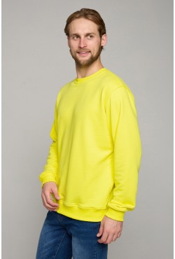Мужской желтый свитшот классический без начеса петельный 320гр/м2