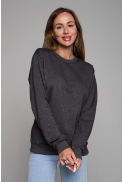 Женский свитшот спортивный антрацит (темно-серый) деми-сезонный без начеса петельный 320гр/м2 Женский свитшот спортивный антрацит (темно-серый) деми-сезонный без начеса петельный 320гр/м2