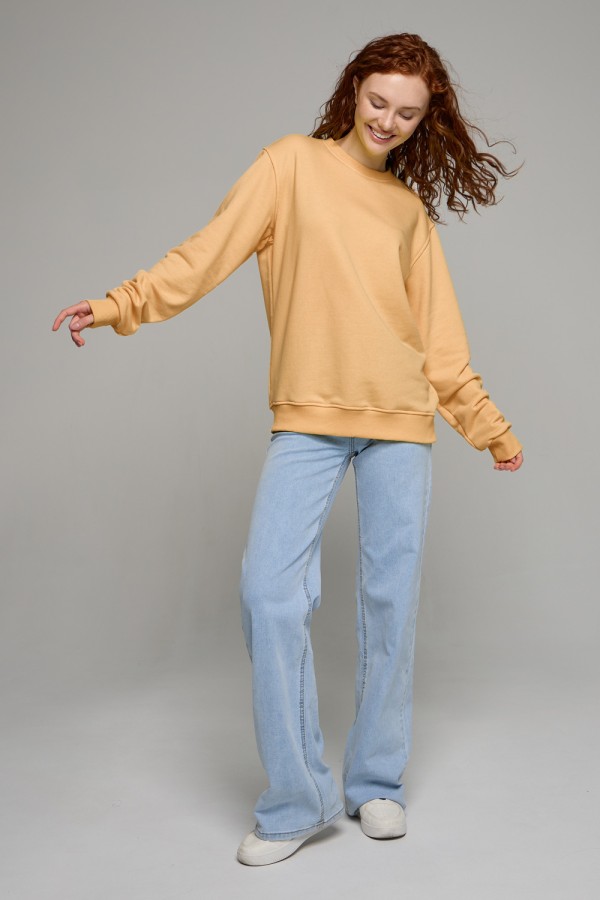  Beige classic sweatshirt woman dg XS-38-40-Woman-(Женский)    Женский бежевый свитшот спортивный классический без начеса петельный 320гр/м2 