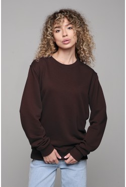 Женский коричневый свитшот спортивный классический без начеса петельный 320гр/м2 Женский коричневый свитшот спортивный классический без начеса петельный 320гр/м2