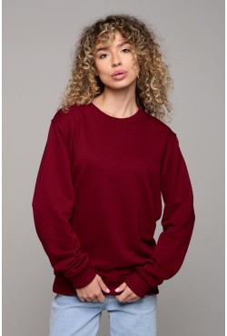 Женский бордовый свитшот спортивный классический без начеса петельный 320гр/м2