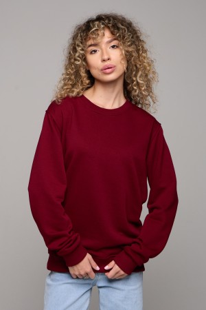 Женский бордовый свитшот спортивный классический без начеса петельный 320гр/м2