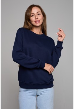 Женский темно-синий свитшот спортивный классический без начеса петельный 320гр/м2 Женский темно-синий свитшот спортивный классический без начеса петельный 320гр/м2