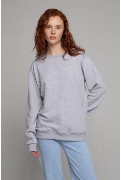 Женский свитшот спортивный серый меланж деми-сезонный без начеса петельный 320гр/м2 Женский свитшот спортивный серый меланж деми-сезонный без начеса петельный 320гр/м2