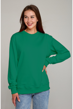 Женский зеленый свитшот спортивный классический без начеса петельный 320гр/м2