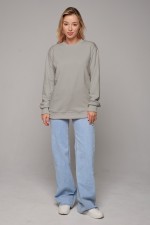 женский серый свитшот без начеса футер 3-нитка 320 гр, мерч, брендирование, печать