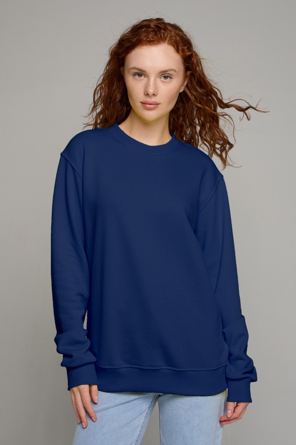  Indigo classic sweatshirt woman dg XS-38-40-Woman-(Женский)    Женский свитшот цвет индиго спортивный классический без начеса петельный 320гр/м2 