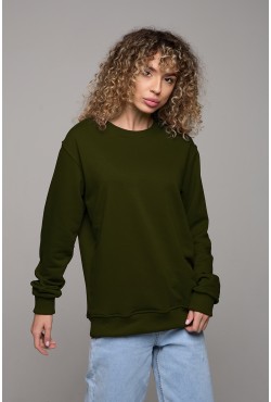 Женский свитшот спортивный хаки классический без начеса петельный 320гр/м2 Женский свитшот спортивный хаки классический без начеса петельный 320гр/м2