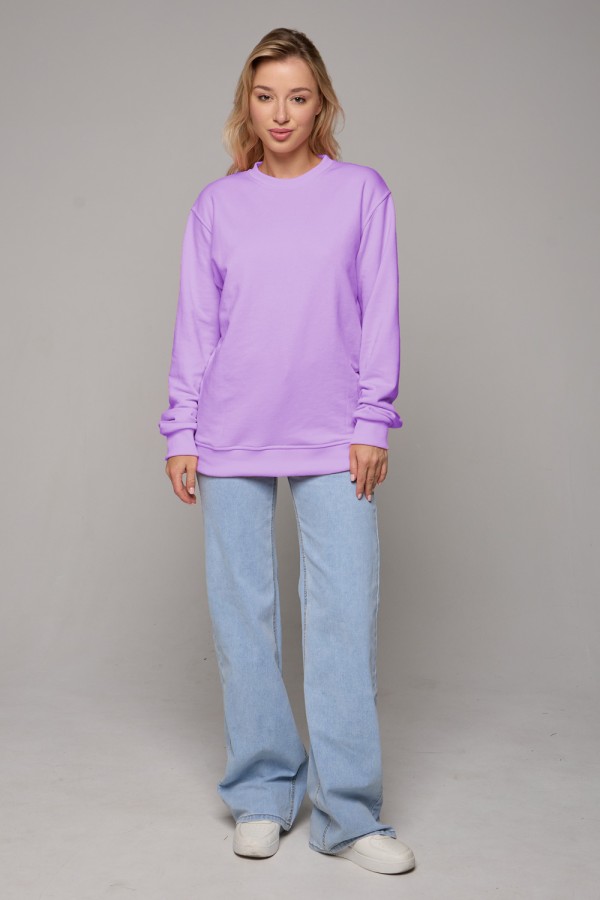 женский сиреневый лавандовый свитшот без начеса футер 3-нитка 320 гр, мерч, брендирование, печать