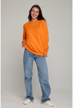 Женский оранжевый свитшот спортивный классический без начеса петельный 320гр/м2