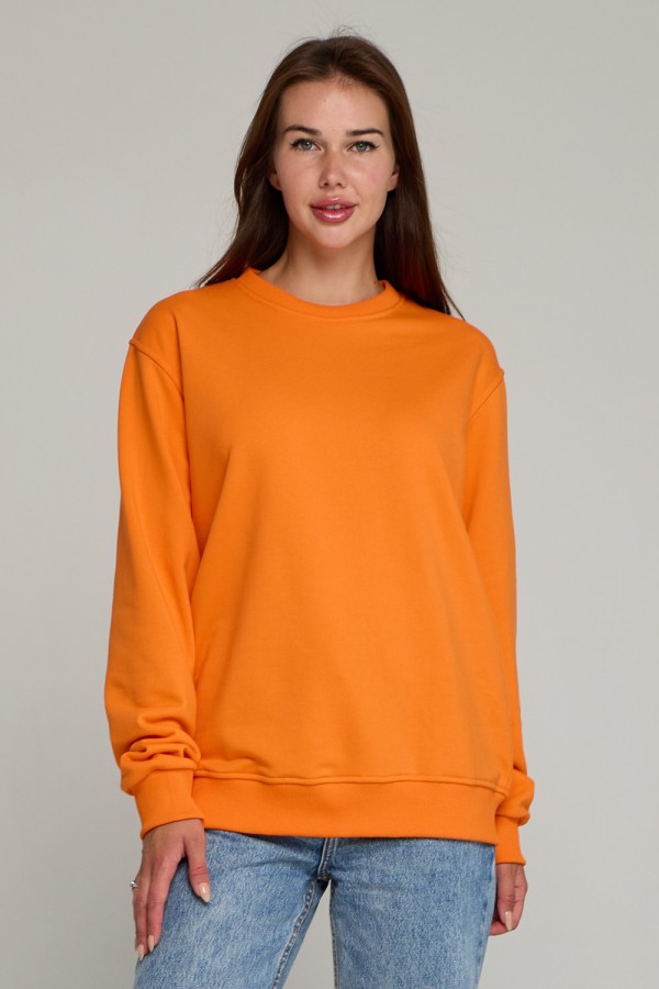  Orange classic sweatshirt woman dg 2XL-48-50-Woman-(Женский)    Женский оранжевый свитшот классический без начеса петельный 320гр/м2 