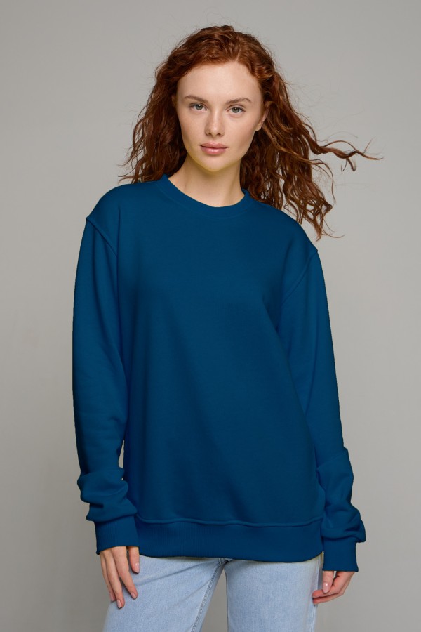  Petrol classic sweatshirt woman dg XS-38-40-Woman-(Женский)    Женский свитшот цвет петроль спортивный классический без начеса петельный 320гр/м2 