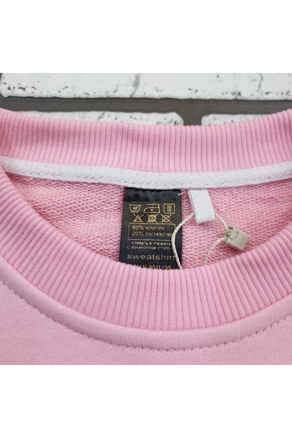 Женский нежно розовый свитшот спортивный классический без начеса петельный 320гр/м2   Магазин Толстовок Свитшоты классические петельные женские 320 гр/м 