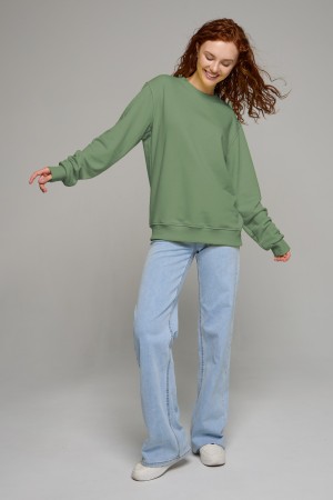 Женский фисташковый свитшот спортивный классический без начеса петельный 320гр/м2