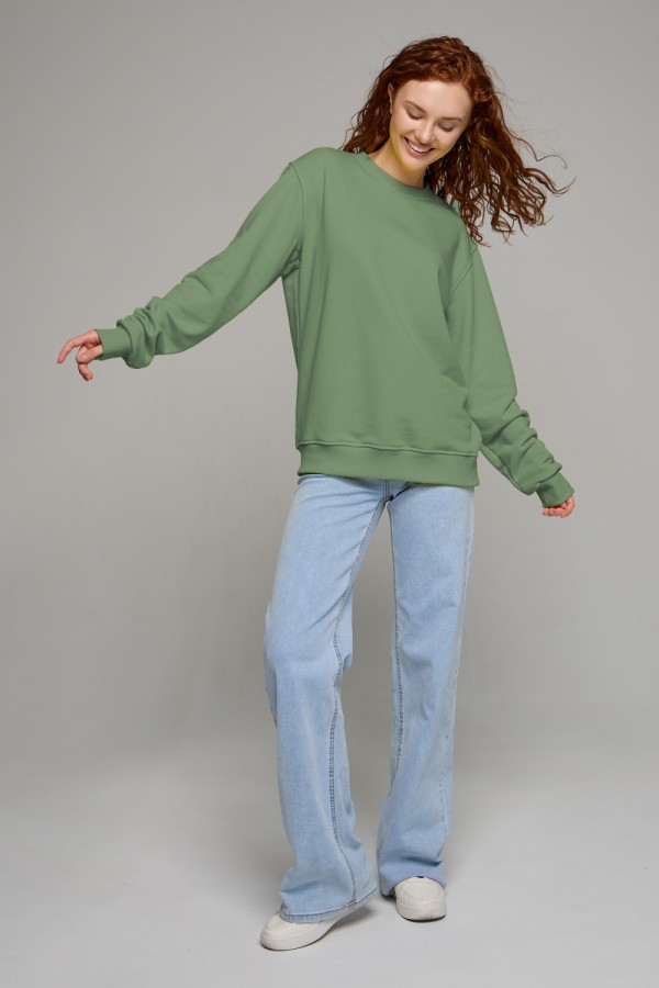  Pistachio classic sweatshirt woman dg XS-38-40-Woman-(Женский)    Женский фисташковый свитшот спортивный классический без начеса петельный 320гр/м2 