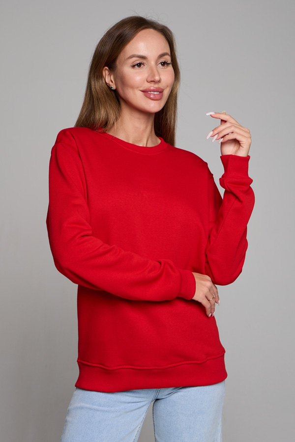  Demi-season red sweatshirt woman XS-38-40-Woman-(Женский)    Женский свитшот красный деми-сезонный без начеса петельный 320гр/м2 