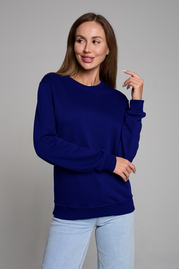  Royal blue classic sweatshirt woman dg XS-38-40-Woman-(Женский)    Женский свитшот васильковый деми-сезонный без начеса петельный 320гр/м2 