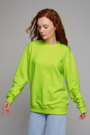 Женский салатовый свитшот спортивный классический без начеса петельный 320гр/м2