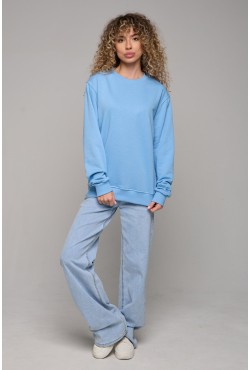 Женский голубой свитшот спортивный классический без начеса петельный 320гр/м2 Женский голубой свитшот спортивный классический без начеса петельный 320гр/м2